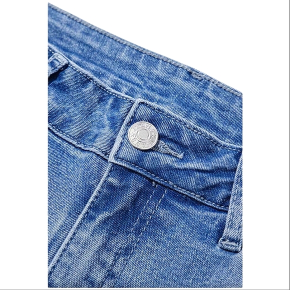 DISTRESSED MID WASH RAW HEM FLARE WIDE LEG JEANS  BOUTIQUE ITEM NEW  SIZE 16 - Picture 8 of 16